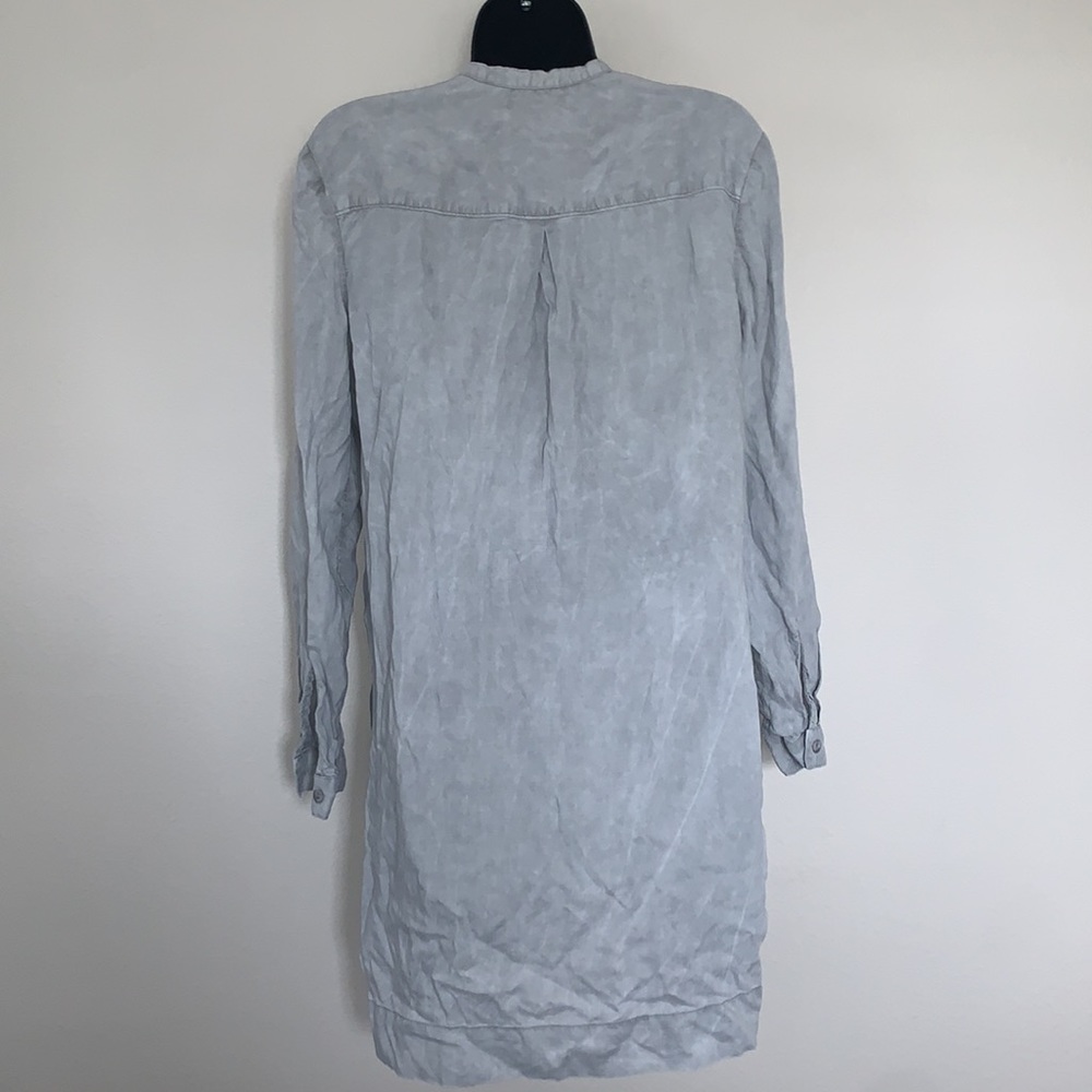 Cloth and Stone Gray Long Sleeve Tie Neck Shift Mini Dress - Picture 6 of 8